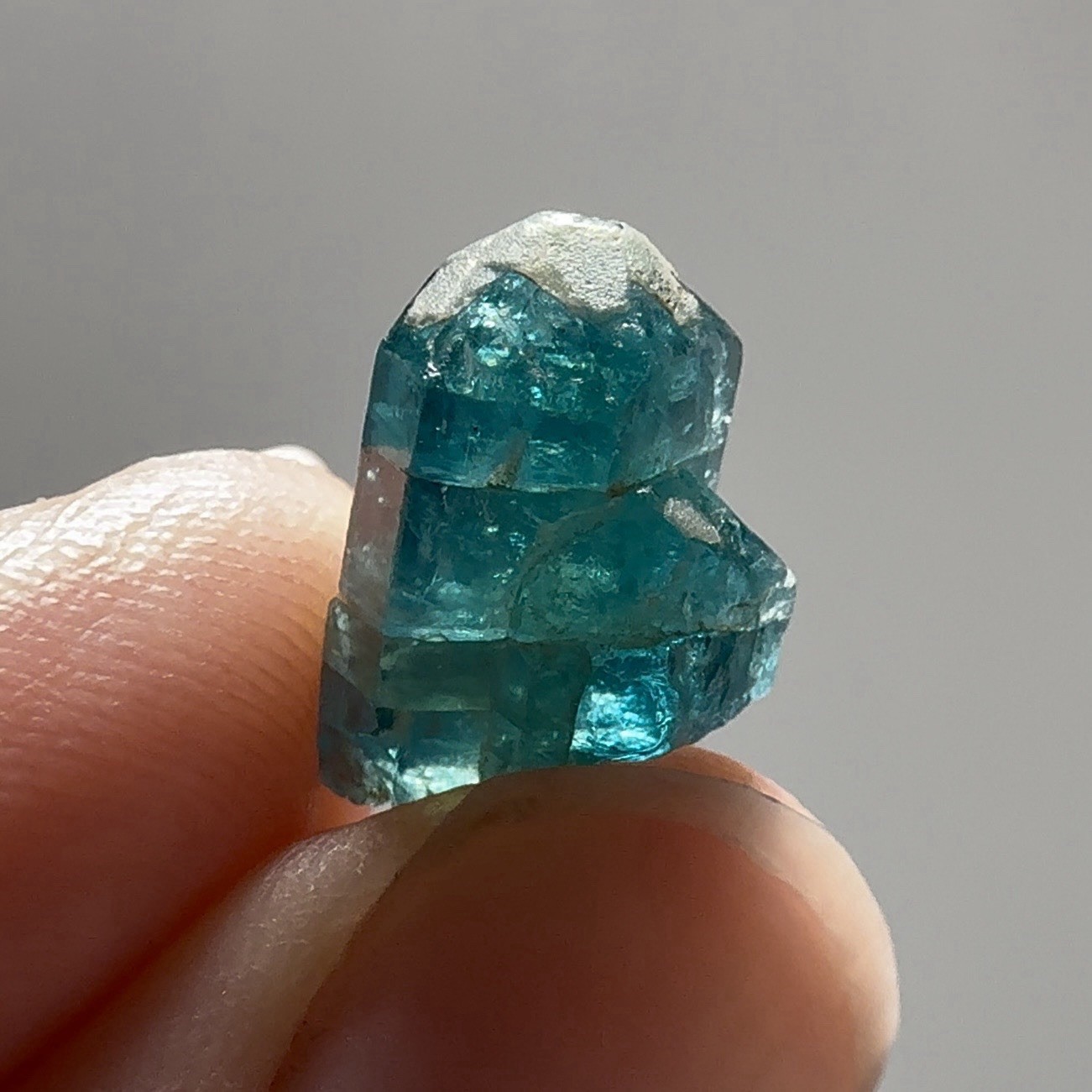 Rare Gem Neon Blue Green Apatite Crystal Thumbnail Specimen - Namalulu Tanzania