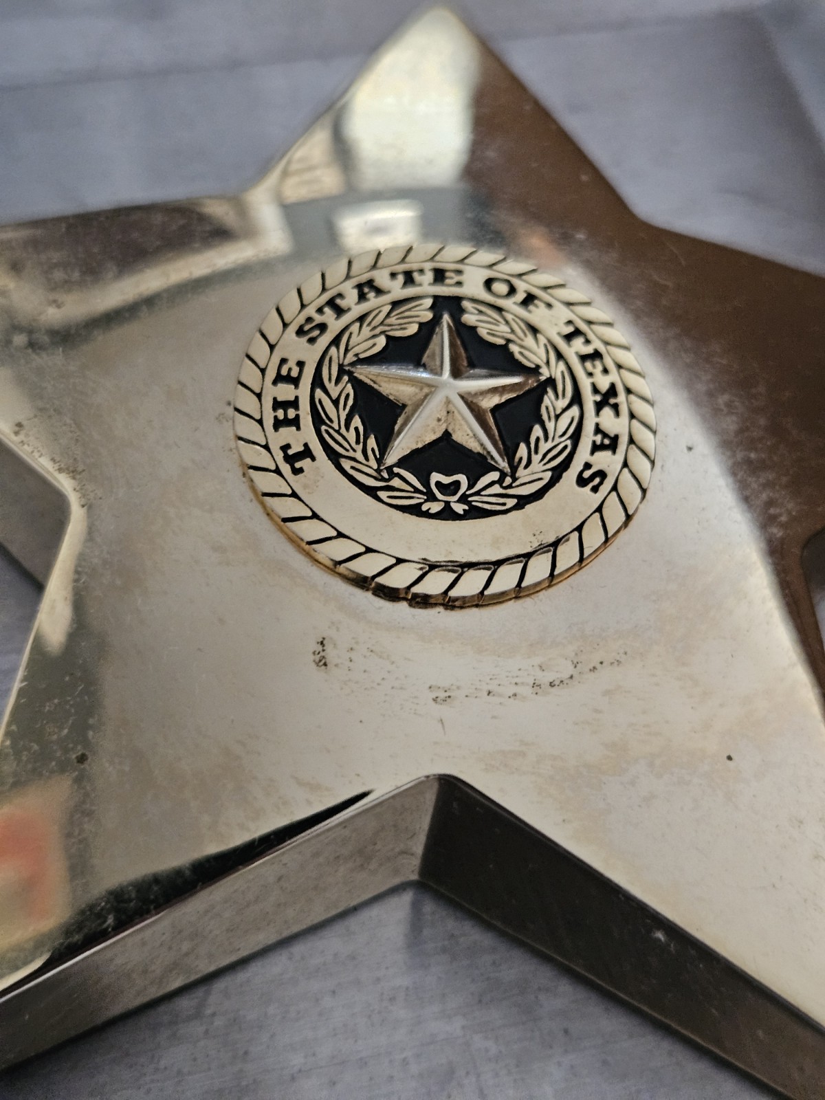 Vintage TEXAS STAR Paperweight GOLDTONE METAL 235 GRAMS