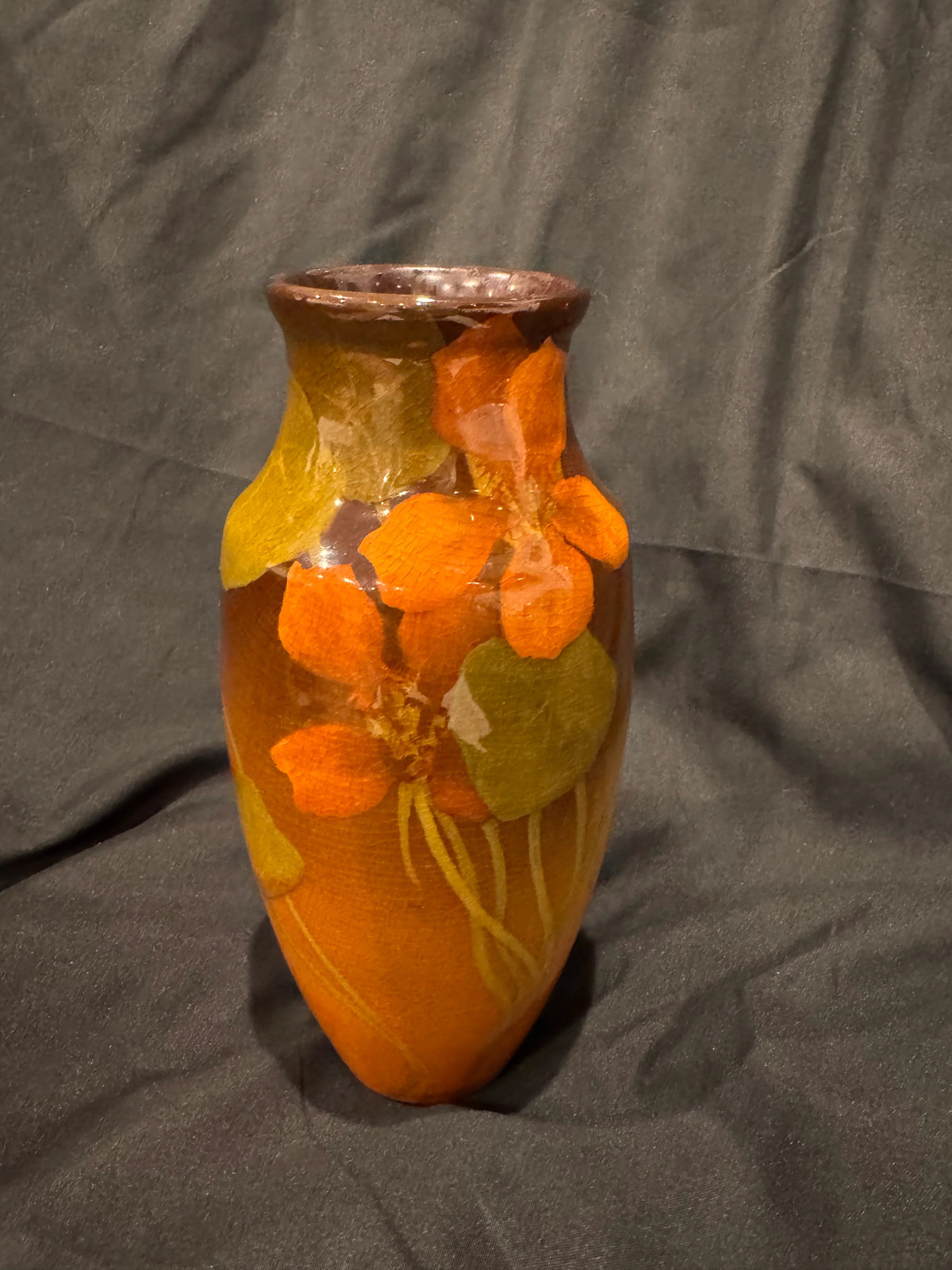 Antique Rookwood Pottery Standard Glaze Nasturtium Vase c.1899, Leona Van