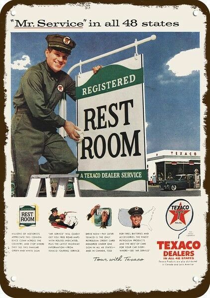 1956 TEXACO Gas Station Clean Restrooms Vntge-Look DECORATIVE REPLICA METAL SIGN