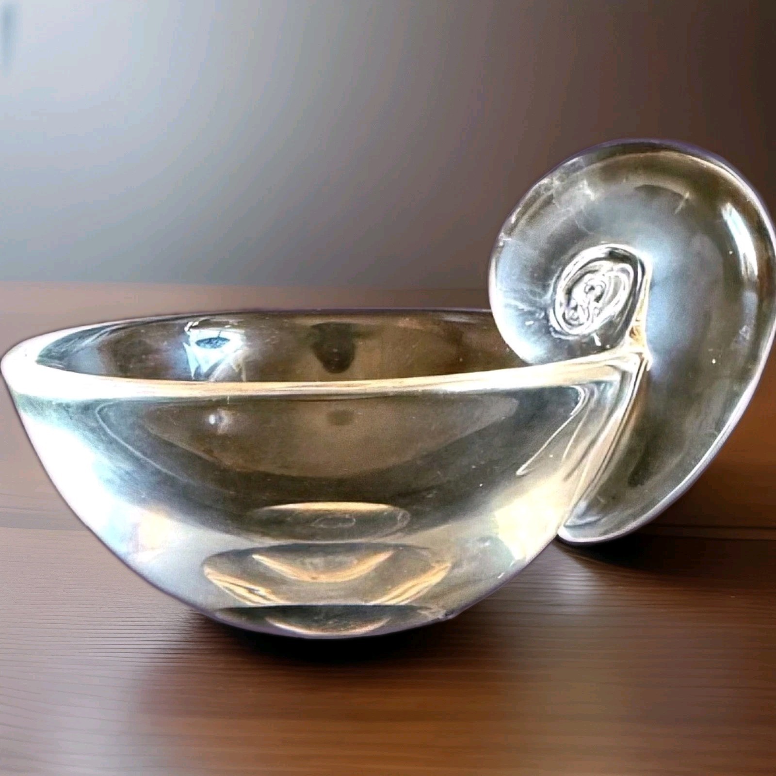 Vintage Steuben Signed Crystal Snail Olive Bowl John Dreves Design Art Glass