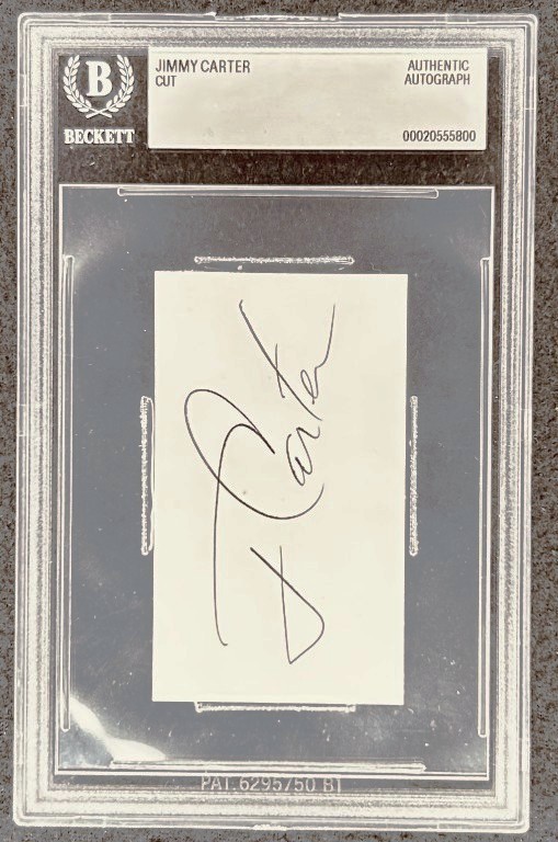 President Jimmy Carter signed cut signature autograph BAS certified BGS slabbed