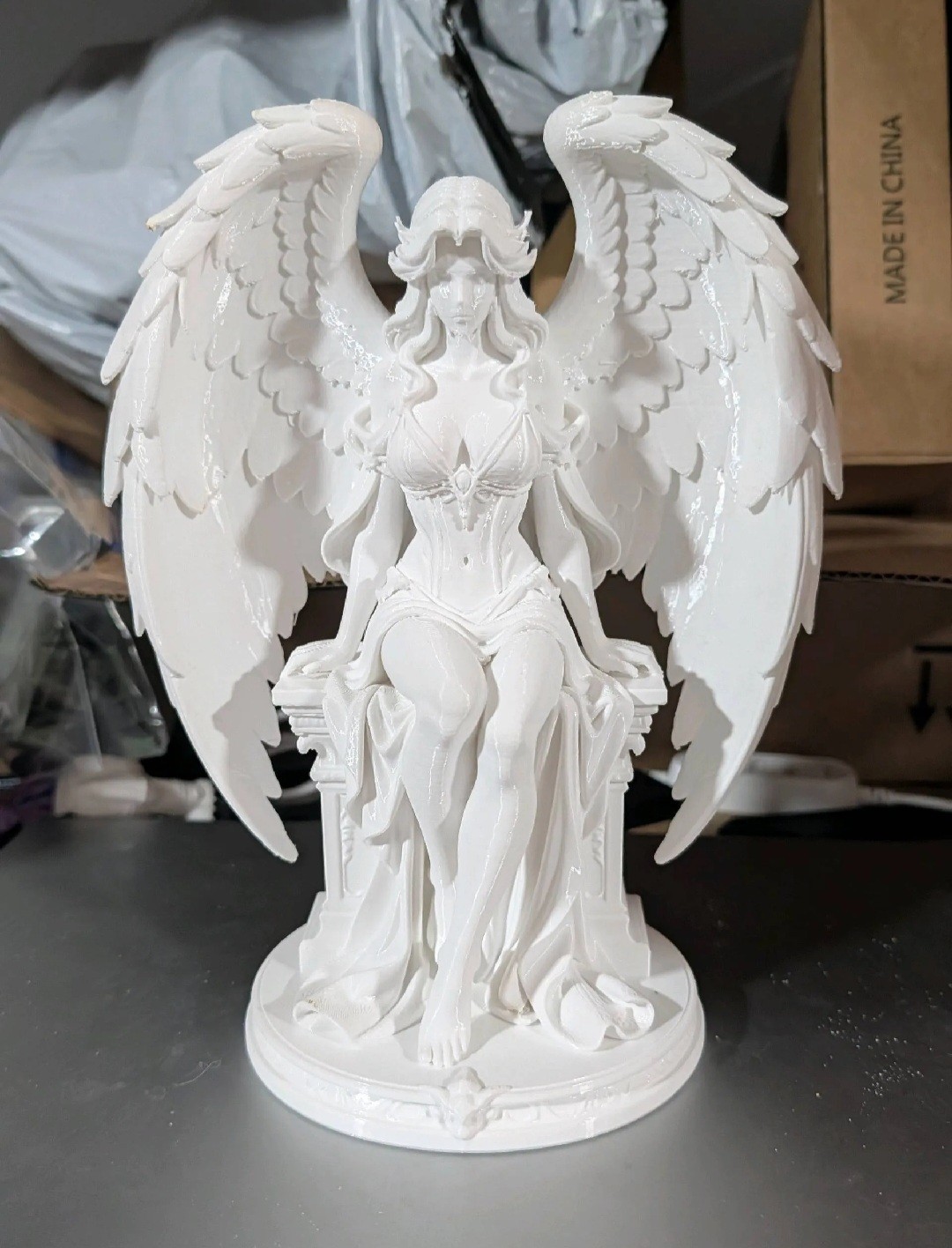 Sitting Guardian Angel Statue 3D Printed