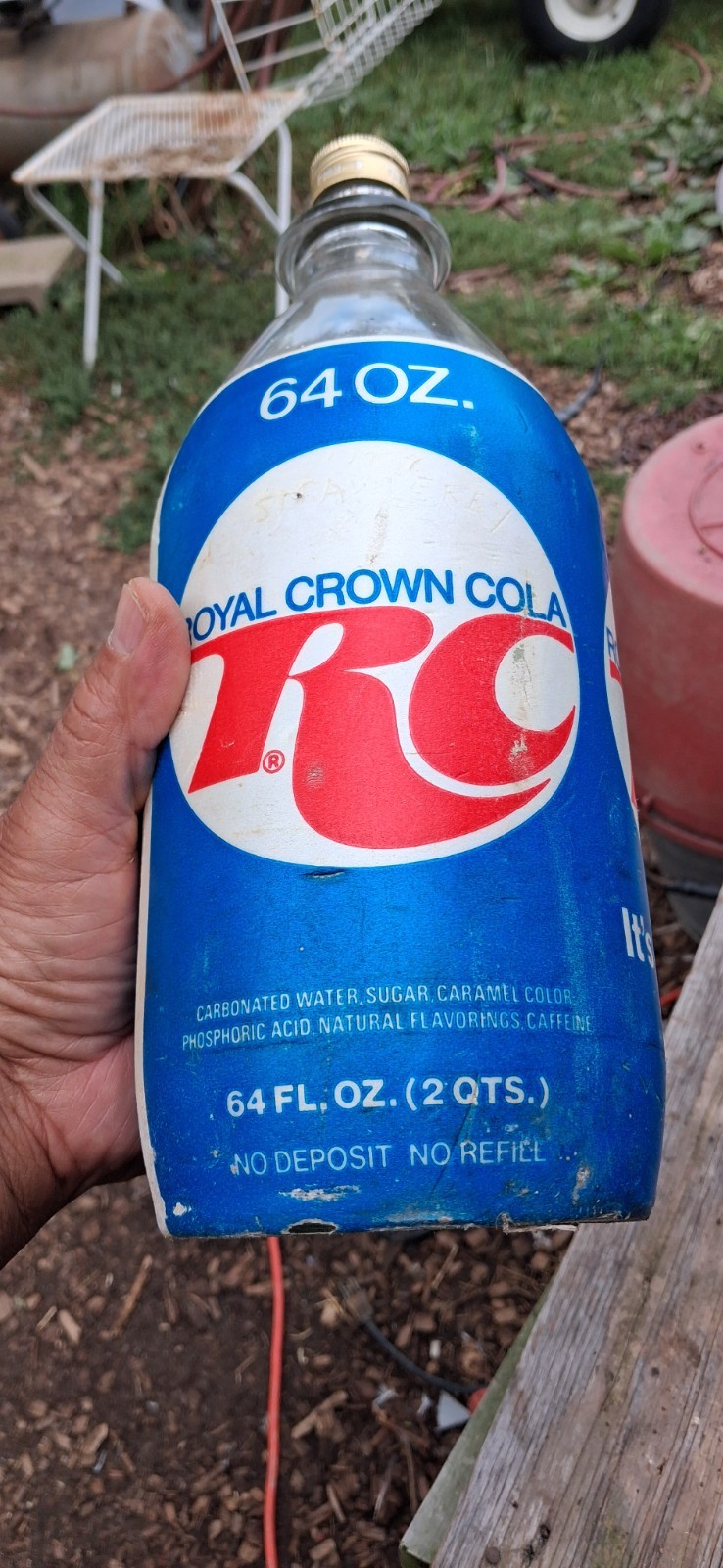 Vintage RC cola soda bottle glass 64oz 1975  Royal Crown Empty