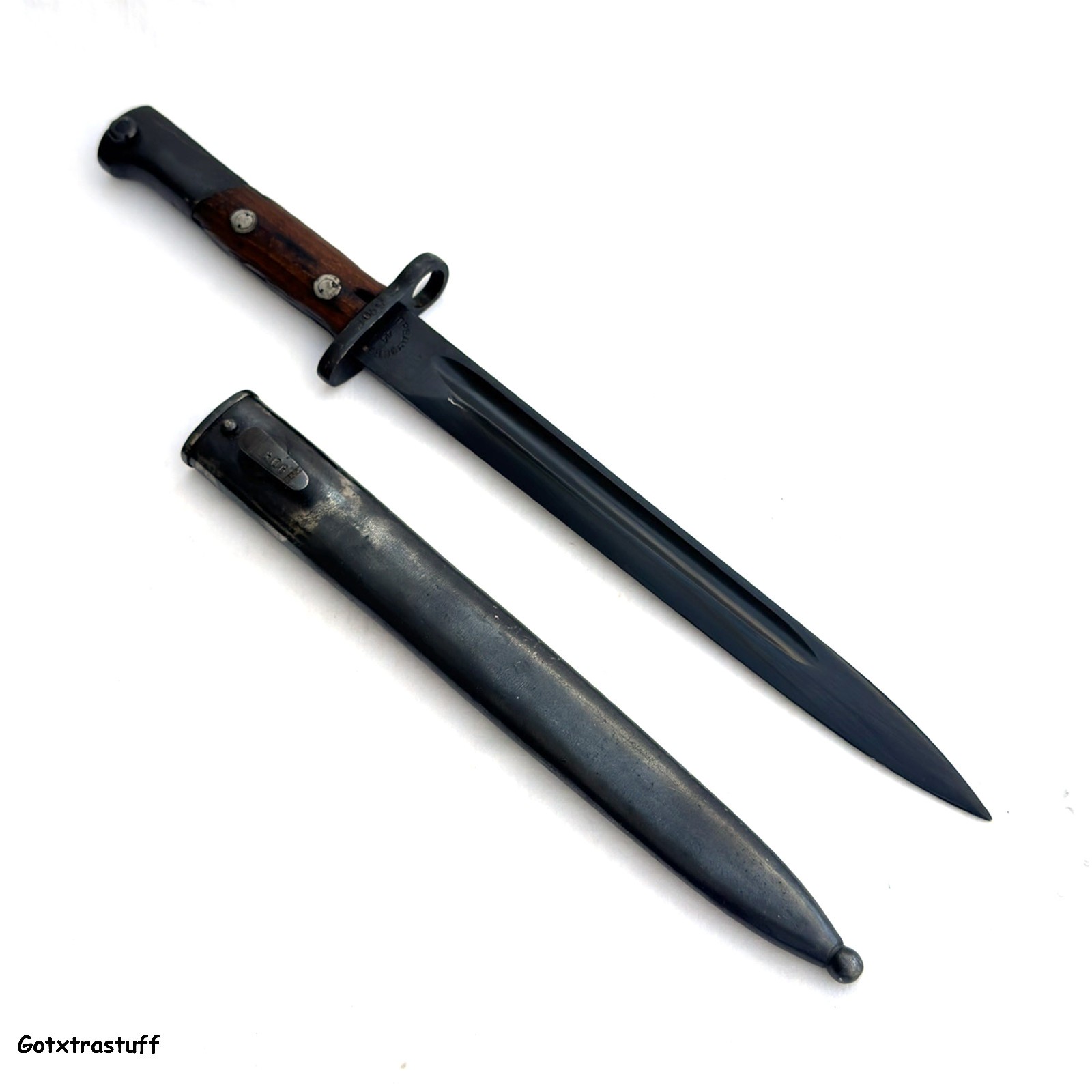 Mauser Bayonet and Scabbard matching serial for the Yugo M48 8mm rifle. Mauser Bayonet and Scabbard matching serial for the Yugo M48 8mm rifle.