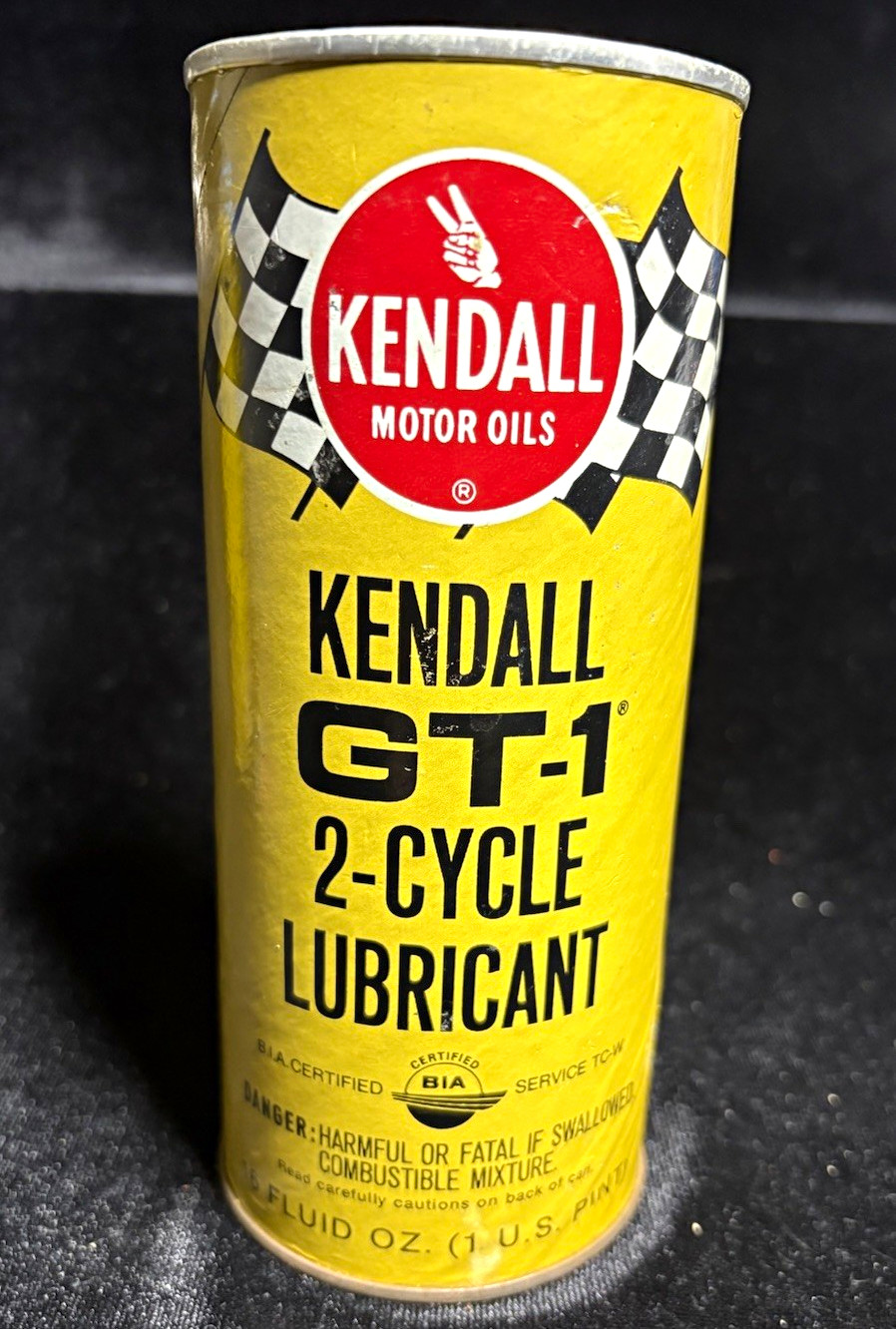Vintage Kendall GT-1 2-Cycle Motor Oil 16 Oz Full Sealed Can 1970s Petroliana