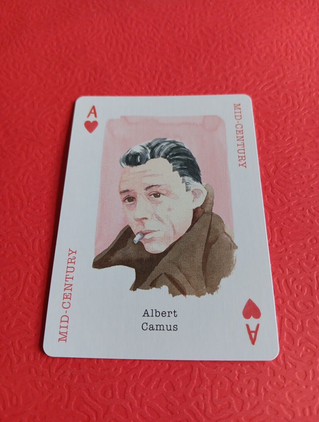 Albert Camus Playing Card Ace Of Hearts Writer Mid - Century Genius