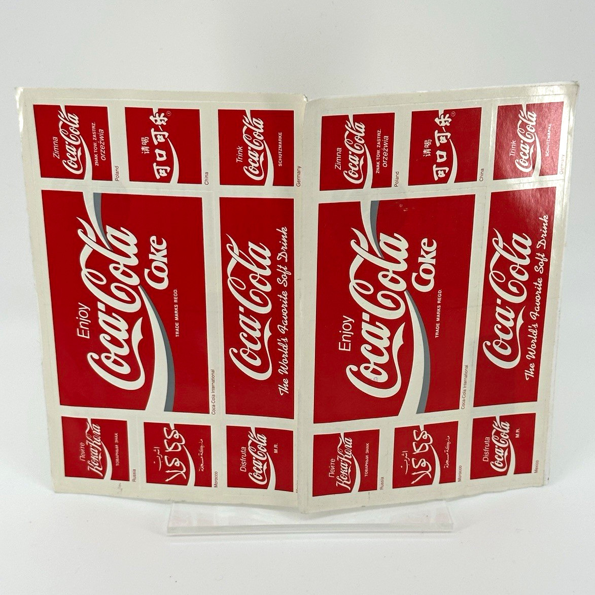 Coca-Cola Soda Theme Advertising Sticker Sheet Decals, Red & White from 1993