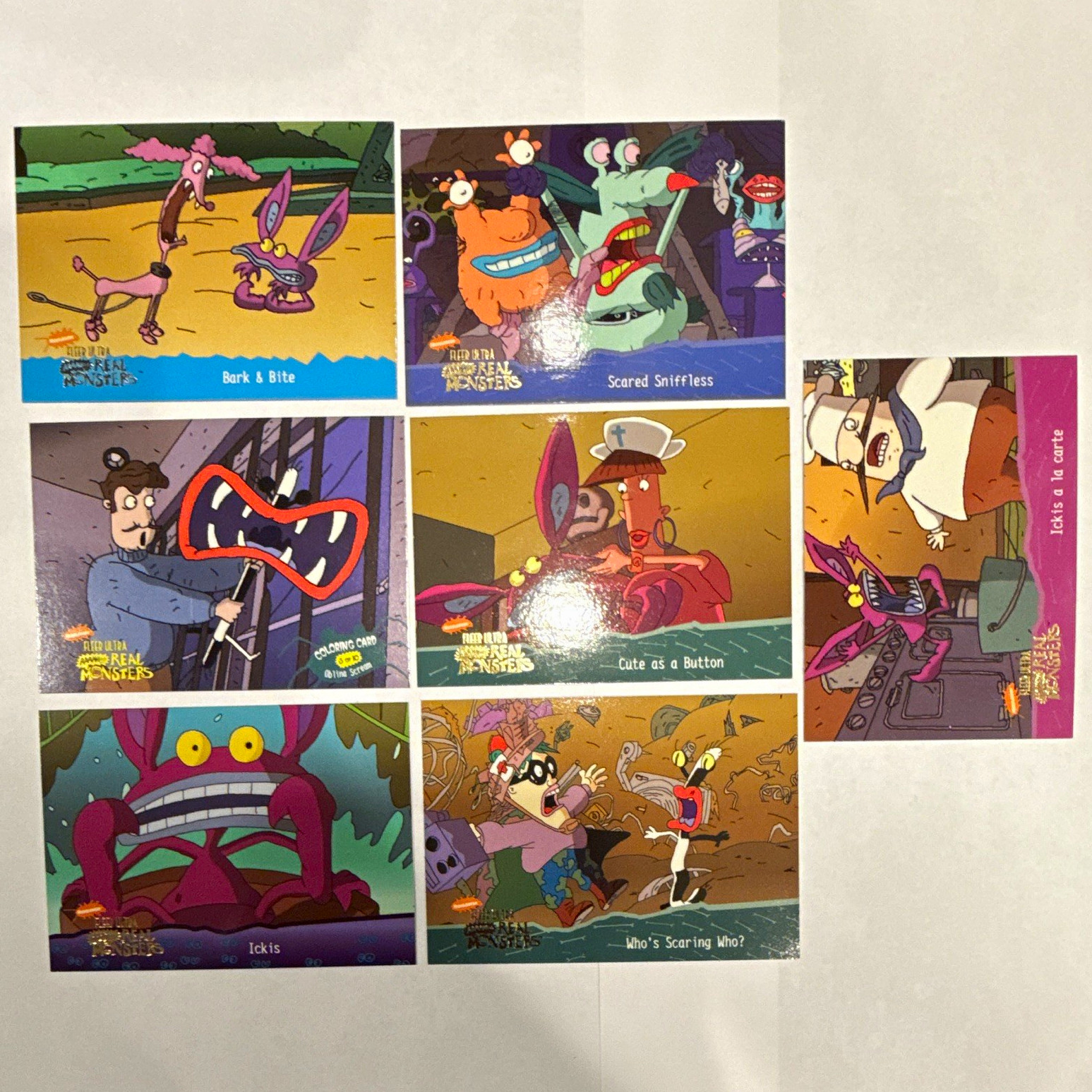 Nickelodeon Aaahh Real Monsters Trading Card Lot (7) Ickis #3 #12 #31 #39
