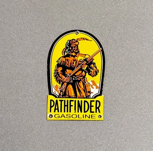 VINTAGE PATHFINDER GASOLINE PORCELAIN SIGN CAR GAS MOTORCYCLE OIL TRUCK
