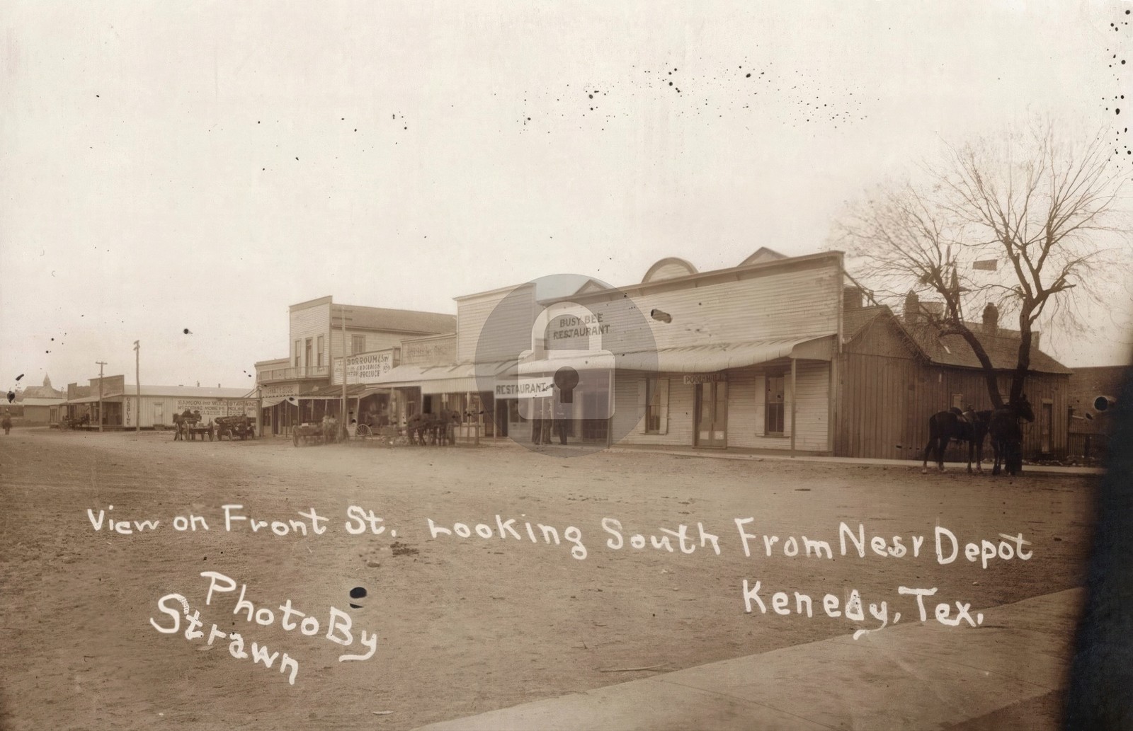 Kenedy TX Front St Store Restaurant Karnes Co Texas RPPC Photo Postcard COPY