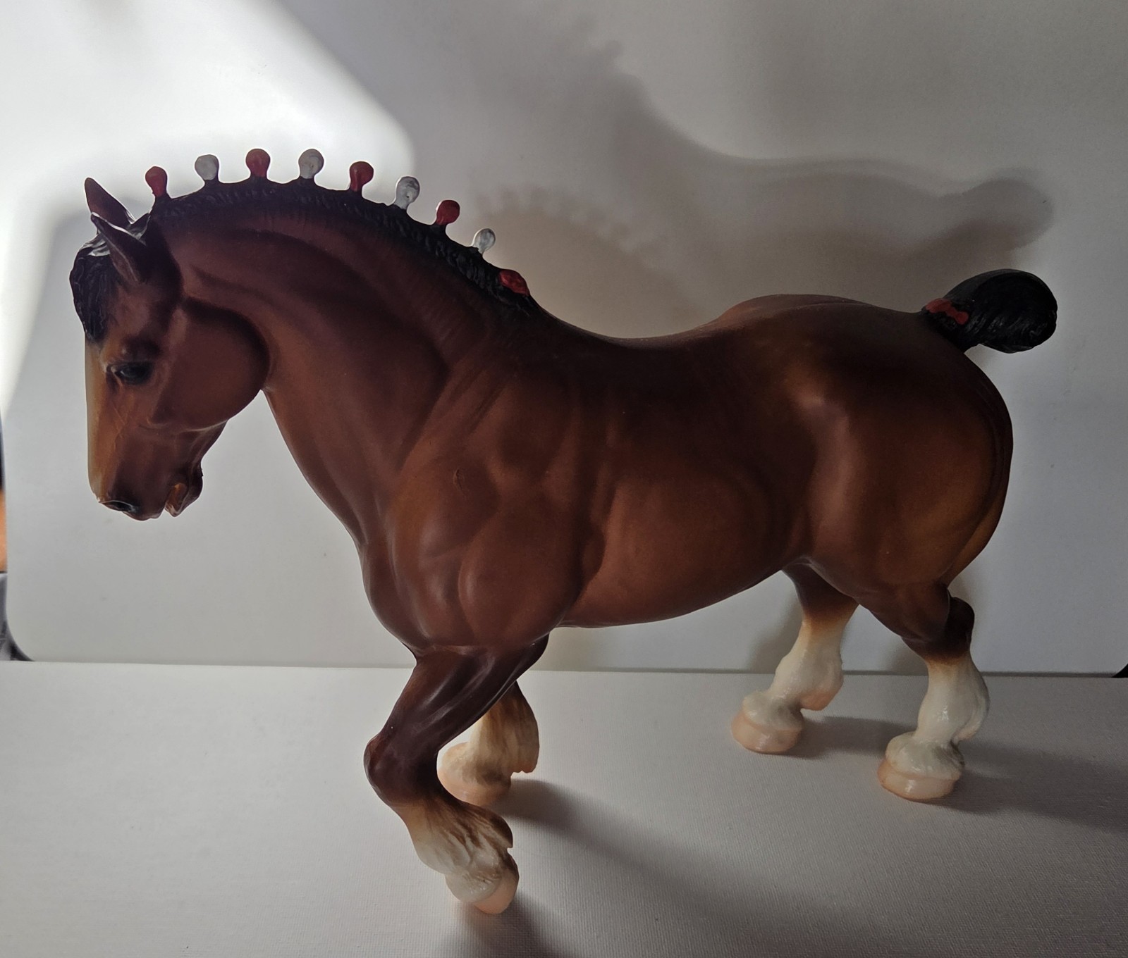 Vintage Breyer #80, Traditional Bay Clydesdale Stallion, Brown, Red & White Bobs