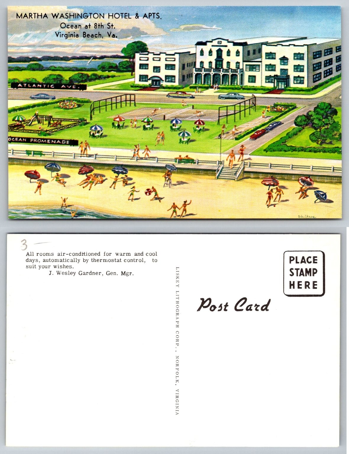 Martha Washington Hotel Virginia Beach VA Linen Postcard 1940s 50s Beach Scene Martha Washington Hotel Virginia Beach VA Linen Postcard 1940s 50s Beach Scene
