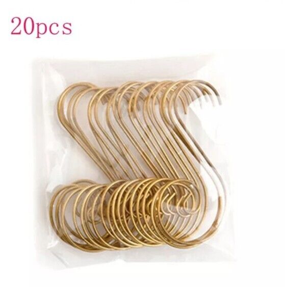 Holiday Christmas S Shaped Ornament Hooks ( 20 Pieces) Gold
