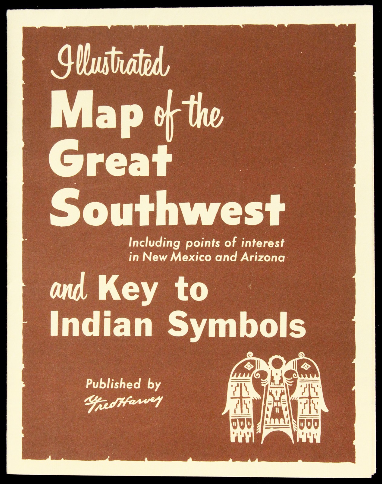 Vintage Fred Harvey Brochure Map of the Great Southwest Key To Indian Symbols