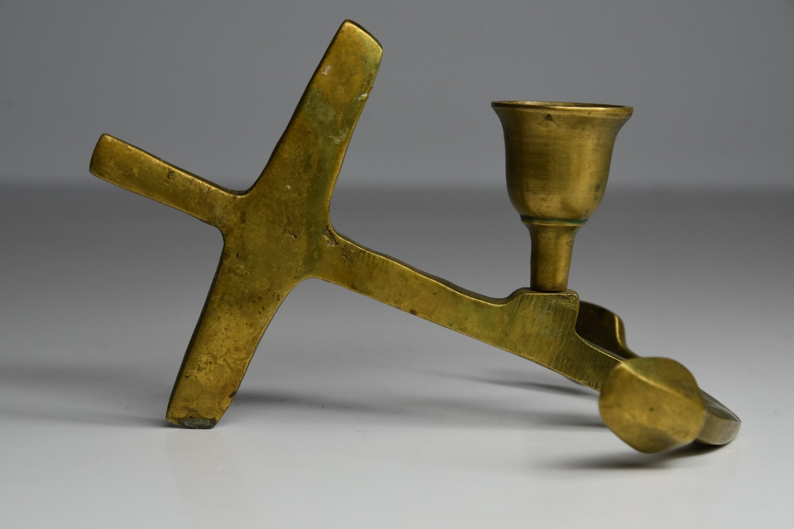 Vintage Brass Boat Anchor Cross Candlestick Holder Metal Nautical Beach House