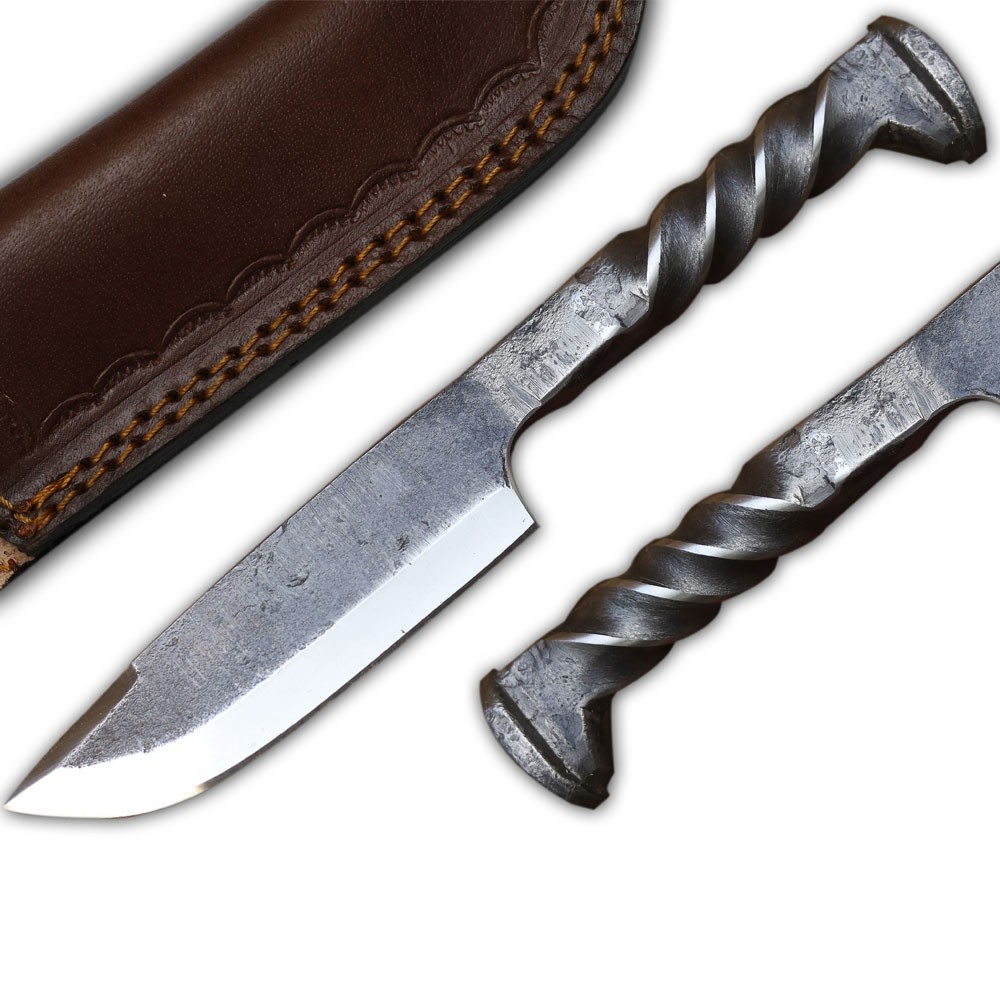 Railspike HandForged Railroad Twisted Knife - Full Tang Fixed Blade Skinner Knif Railspike HandForged Railroad Twisted Knife - Full Tang Fixed Blade Skinner Knif
