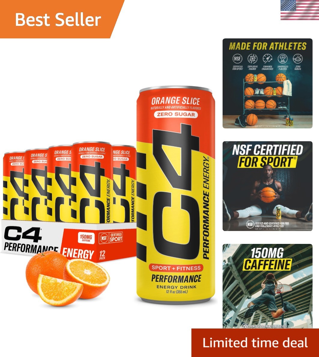 Boost Your Workout with Zero Sugar Performance Energy Drink - Orange Slice 12pk