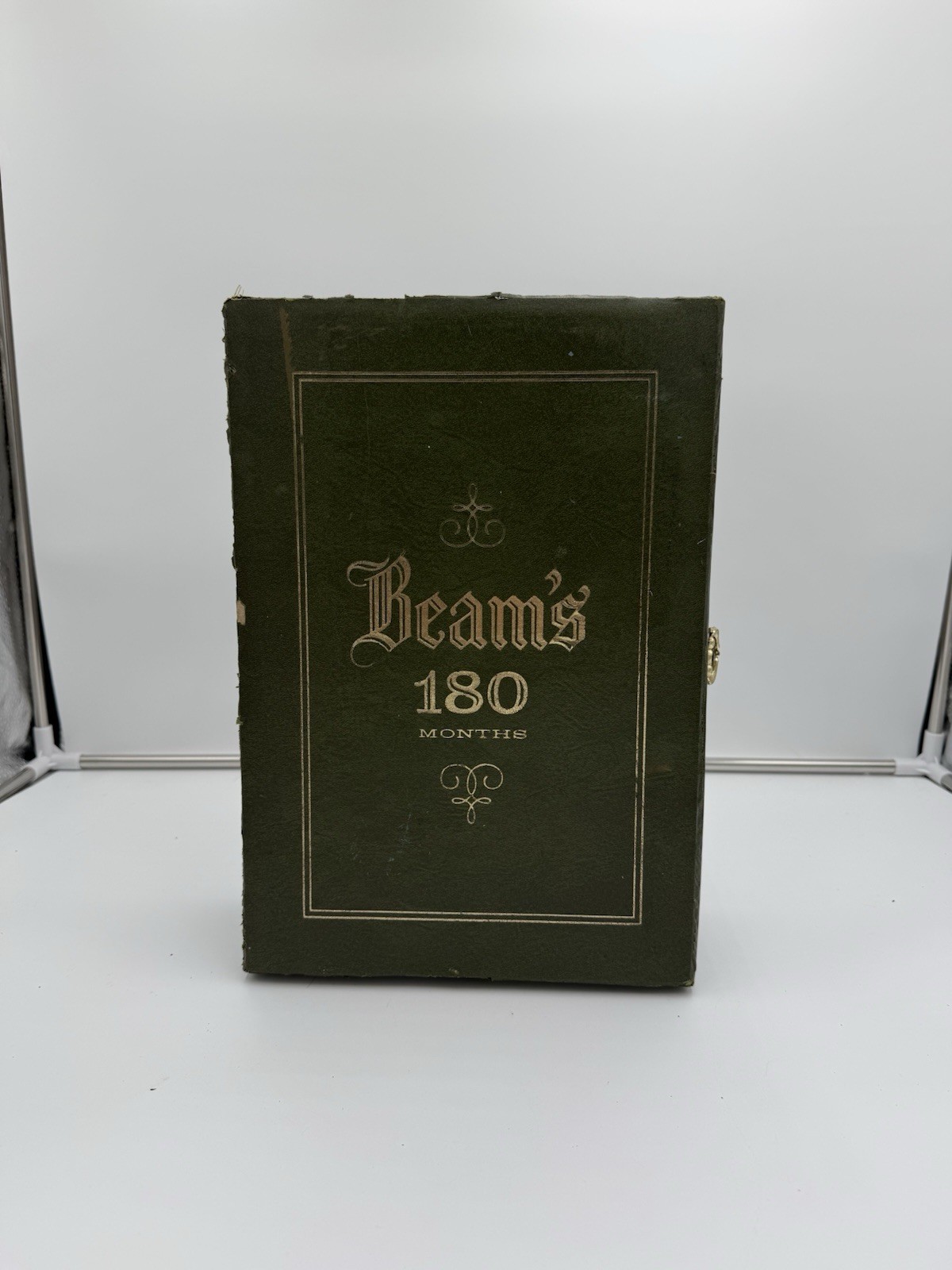 1967 Beam’s 180 Months Old Bourbon Decanter Regal China w/ Case Tax Strip Tag