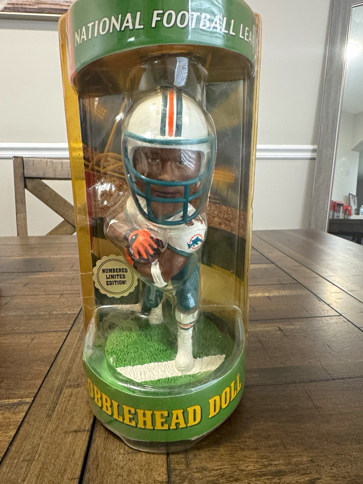 Bobble Dobble Ricky Williams Miami Dolphins NFL Hand Painted Bobblehead, Boxed