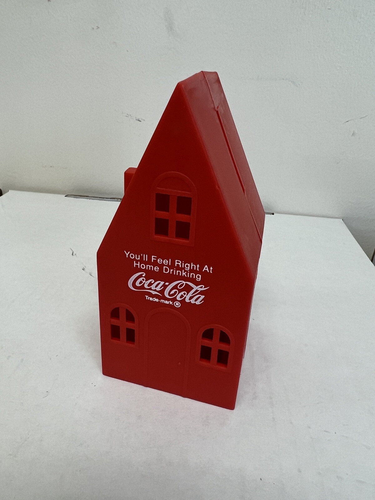 Vintage Coca Cola Plastic House Shape Bank “ You’ll Feel Right At Home Drinking