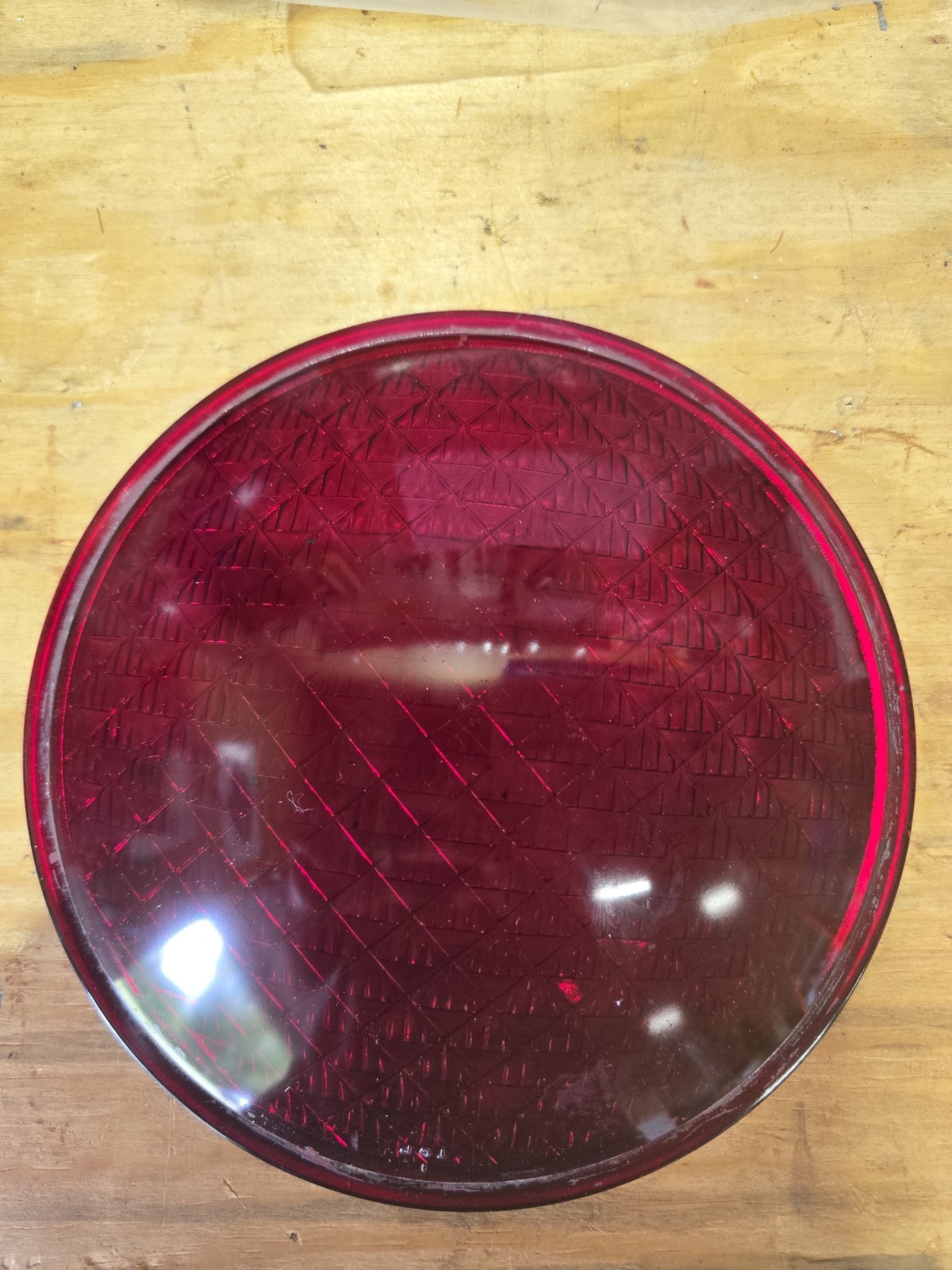 NOS Vintage Kopp Glass TL-4666 8-3/8 Red Diamond Traffic Signal Light Lens