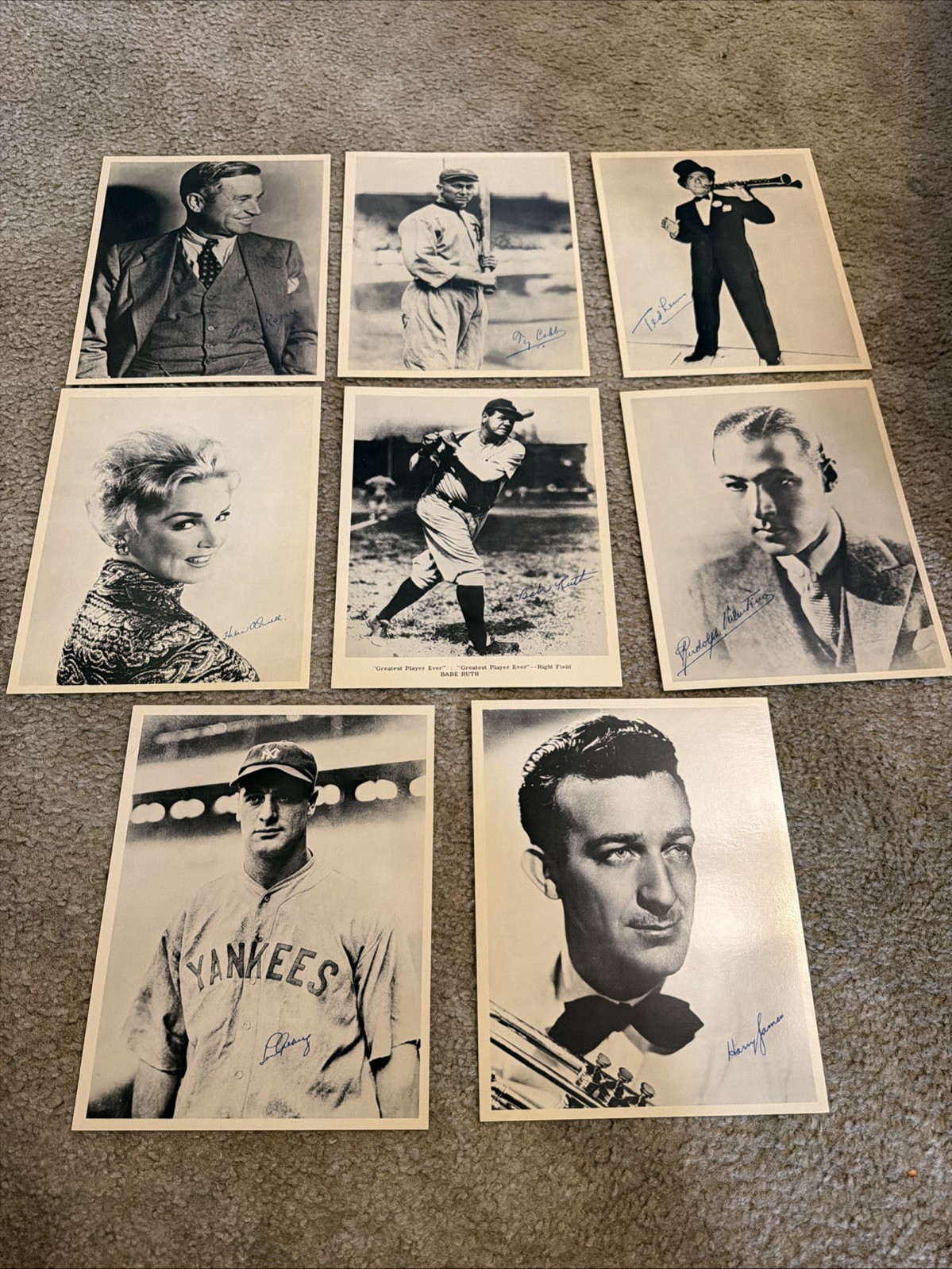 vintage autograph lot Of 8 Ink Signed - Ruth, Cobb, James, Lewis, More