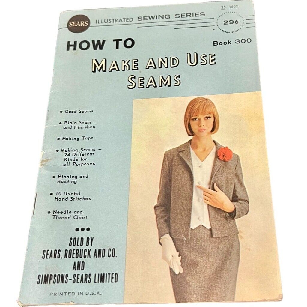 Vintage 1964 Sears How to Make & Use Seams Booklet Illustrated Sewing Series Boo