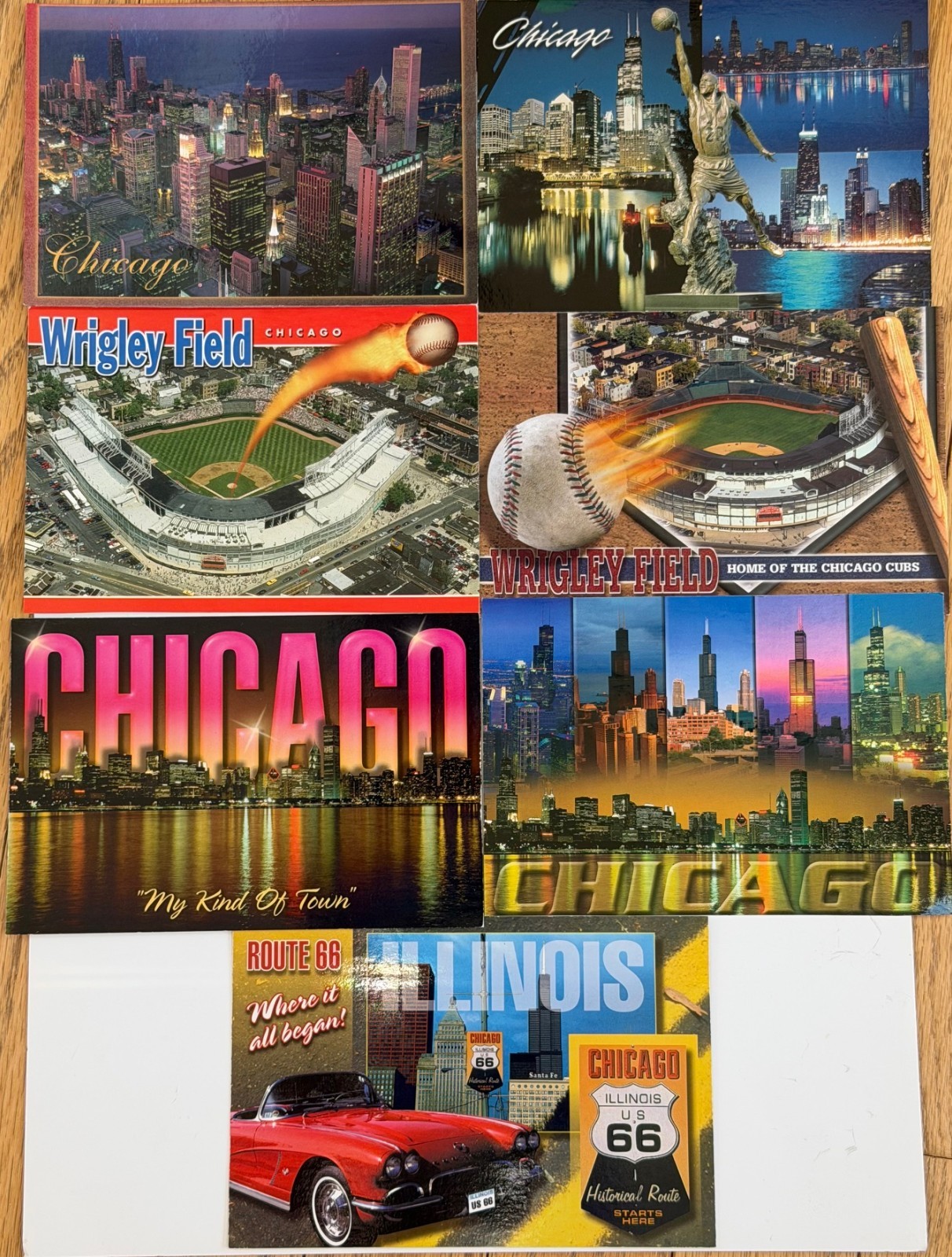 Chicago Illinois Postcards Lot Set 7 New 4 x 6 Cubs Jordan Route 66 Wrigley