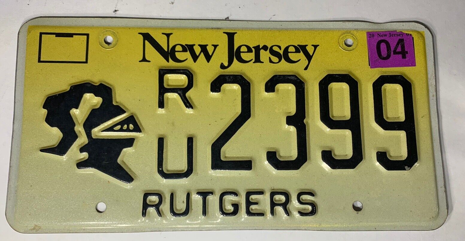 Rare New Jersey License Plate - Rutgers University, Scarlet Knights - RU2399