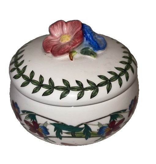Portmeirion fun trinket box Botanic Garden Bouquet Ceramic Flower  W/Lid