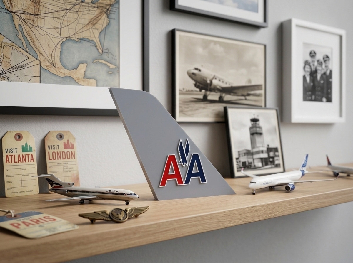 American Airlines Retro AA Eagle Tail Fin 3D Display Shelf Desk Wall Sign