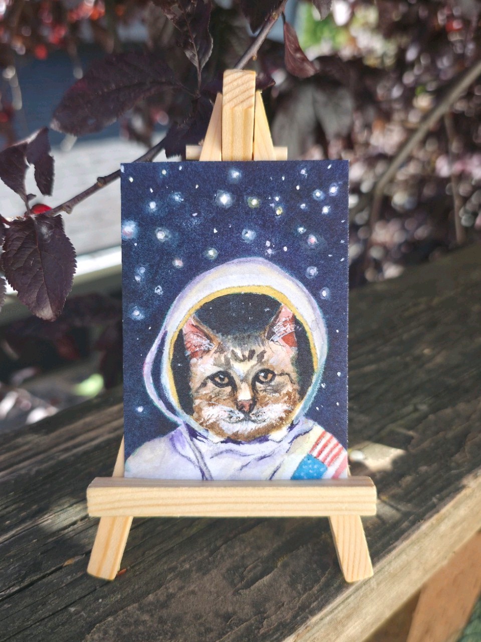 ACEO Original PRINT of Cat in Space Painting By Shaunatiffany ACEO Original PRINT of Cat in Space Painting By Shaunatiffany