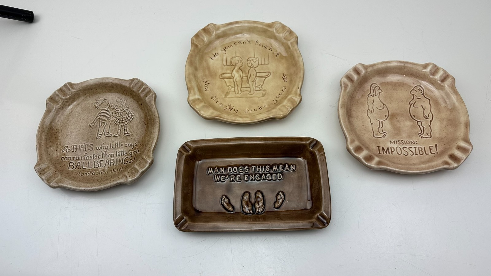 Vintage Holland Mold Risque Ashtray Lot 4 Funny Novelty Bath Feet Mission MCM