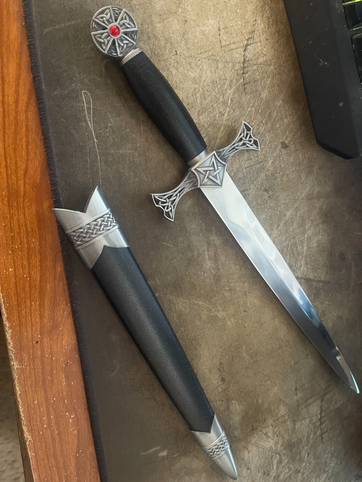 15'' DAGGER Celtic Athame Medieval Knife Fixed Blade Stainless steel Wicca Pagan