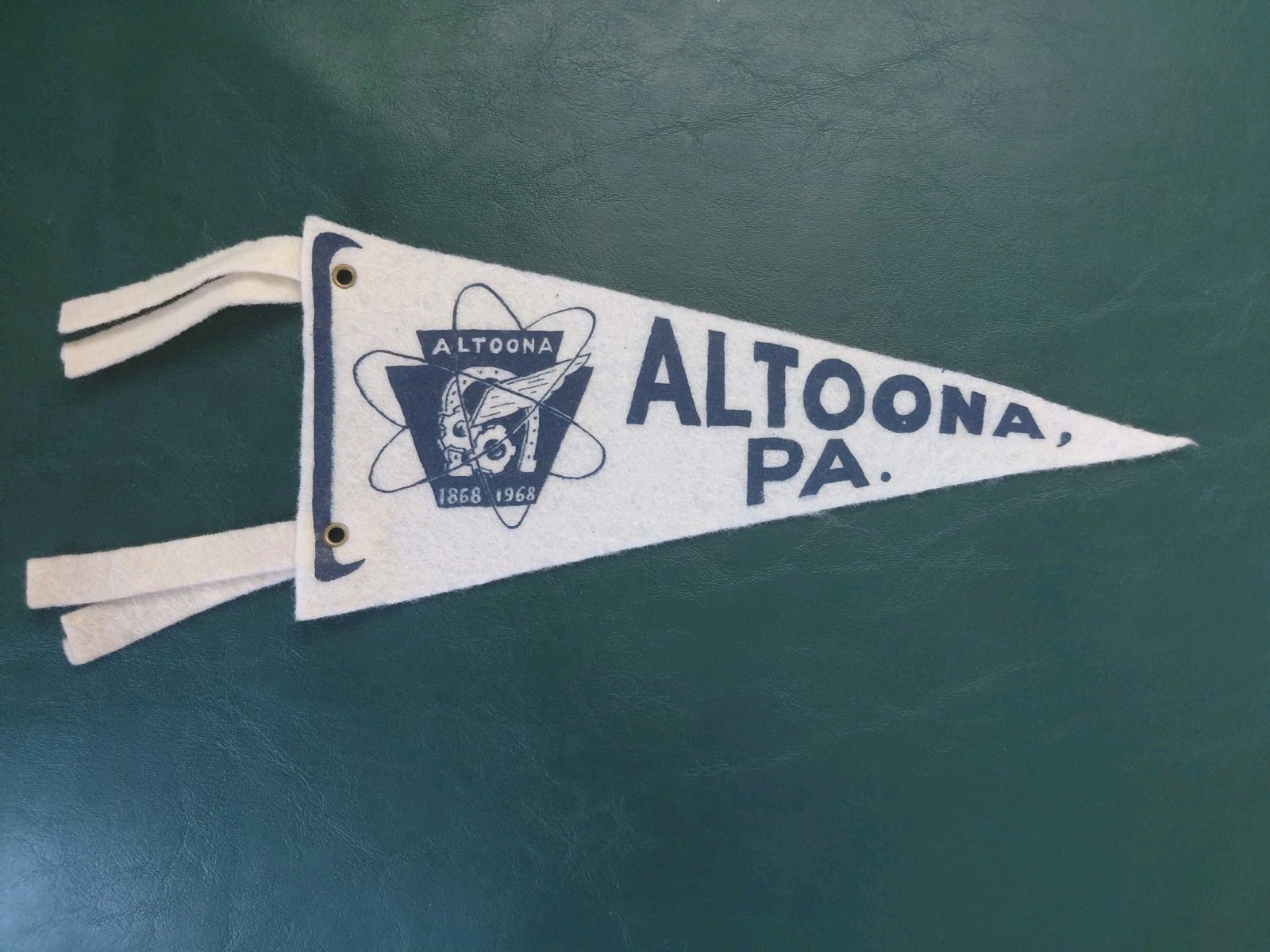 Vtg ALTOONA PA City 1868-1968 Centennial Pennant PRR Keystone Horseshoe GRAPHIC
