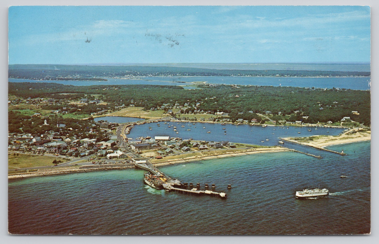 Air View Oak Bluffs Martha's Vineyard Massachusetts Chrome Postcard Posted 1973