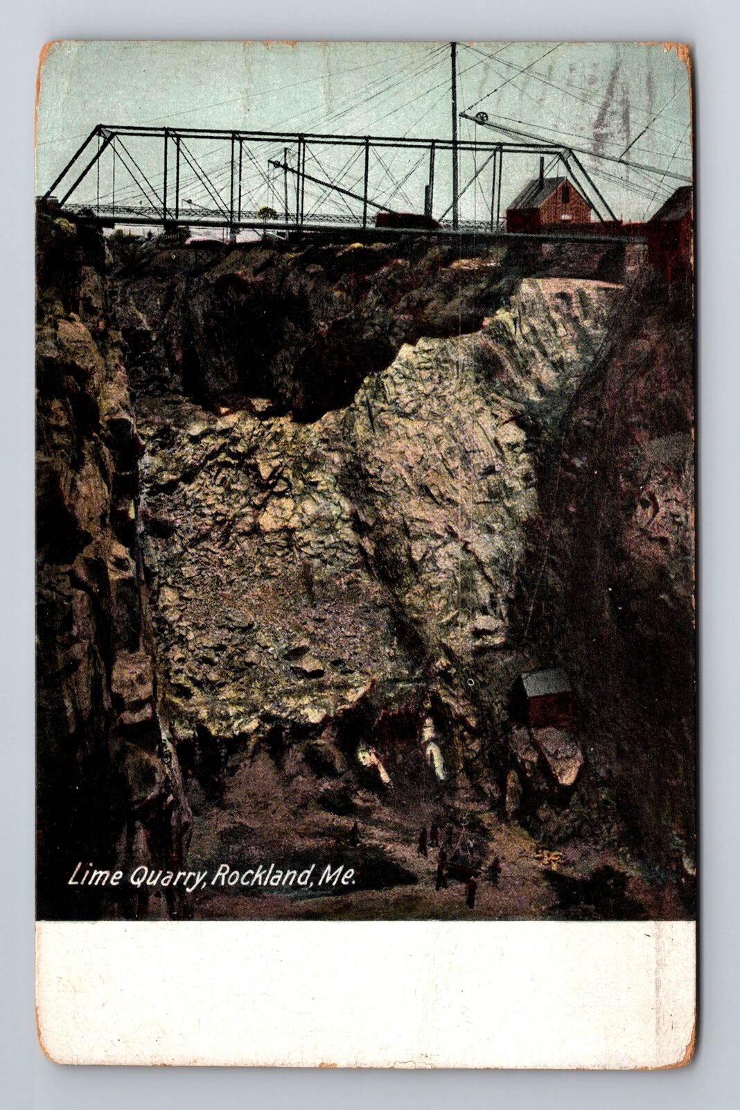 Rockland ME-Maine, Lime Quarry, Antique Vintage c1910 Souvenir Postcard