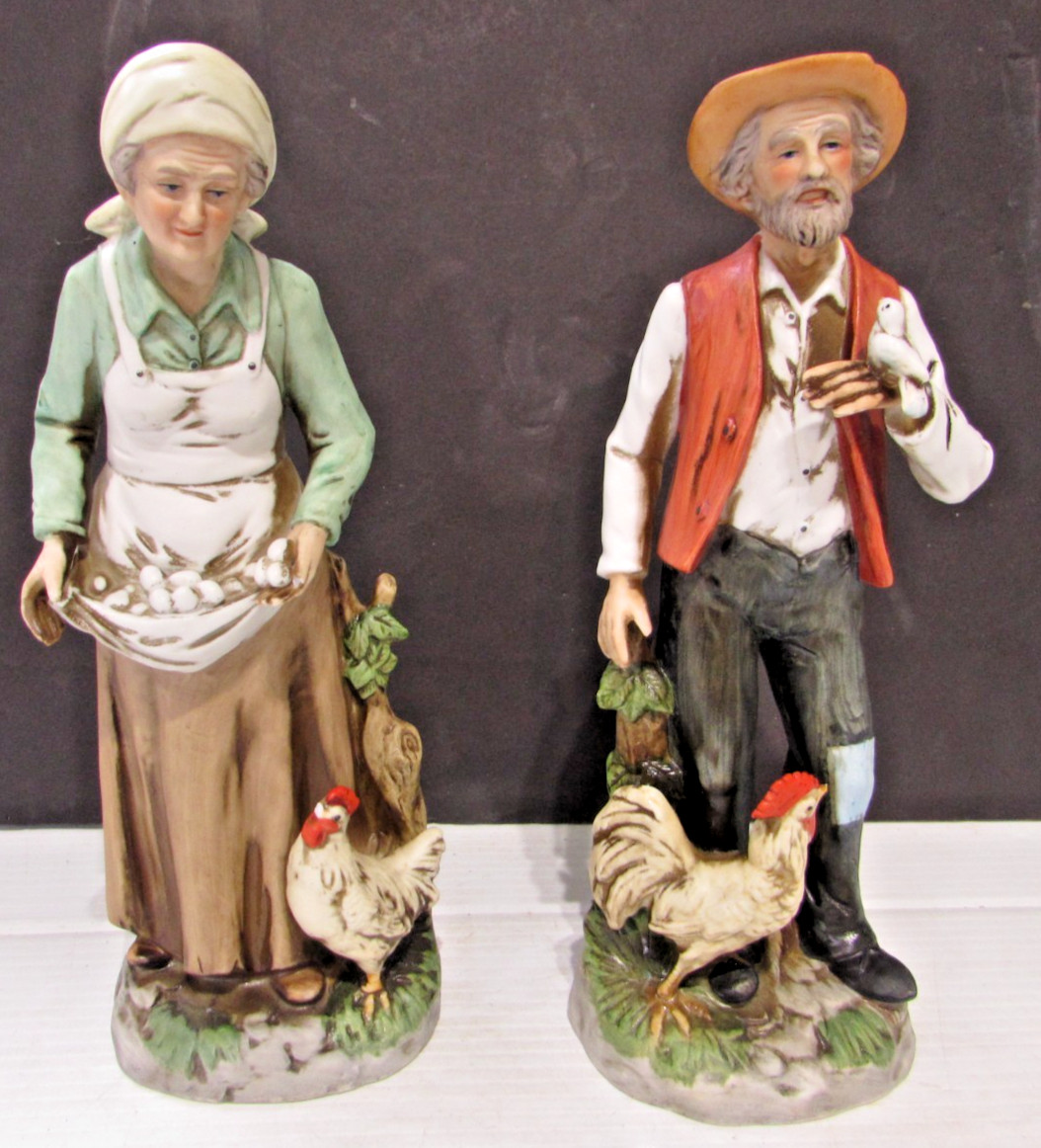 Homco 1434 Farmer and Wife Ceramic Vintage 10”