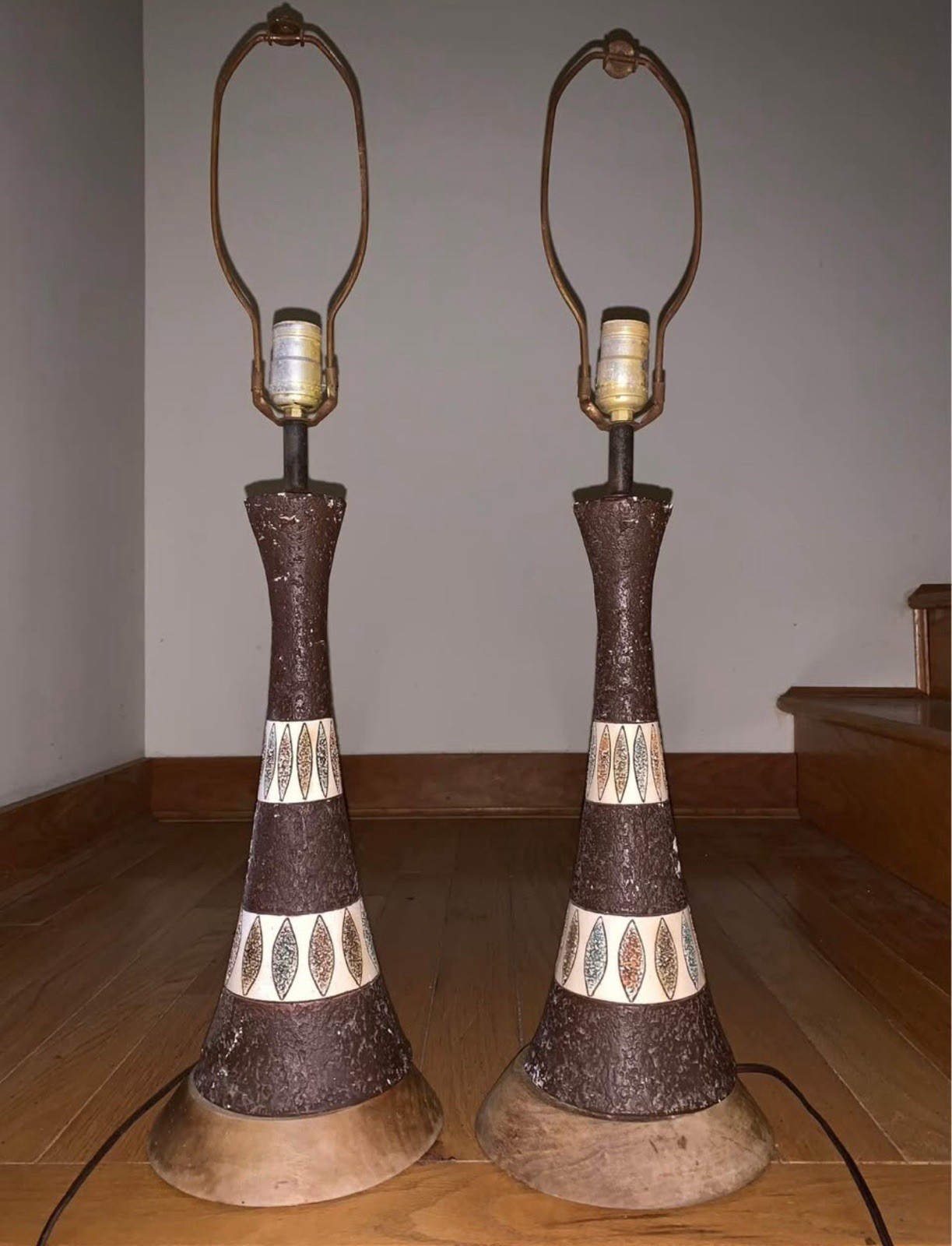 Pair of Two Mid century modern MCM Ceramic Table Lamps