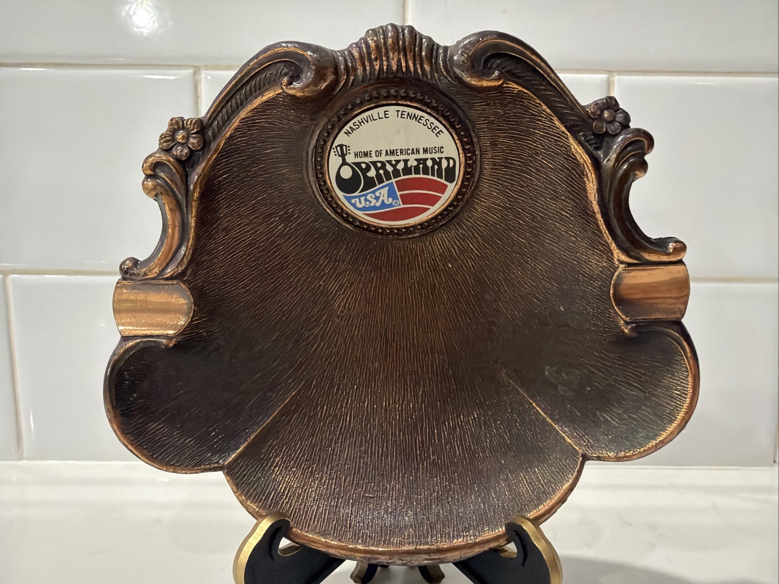 Vintage Opryland USA Nashville Tennessee Metal Souvenir Ashtray Unused 70’s