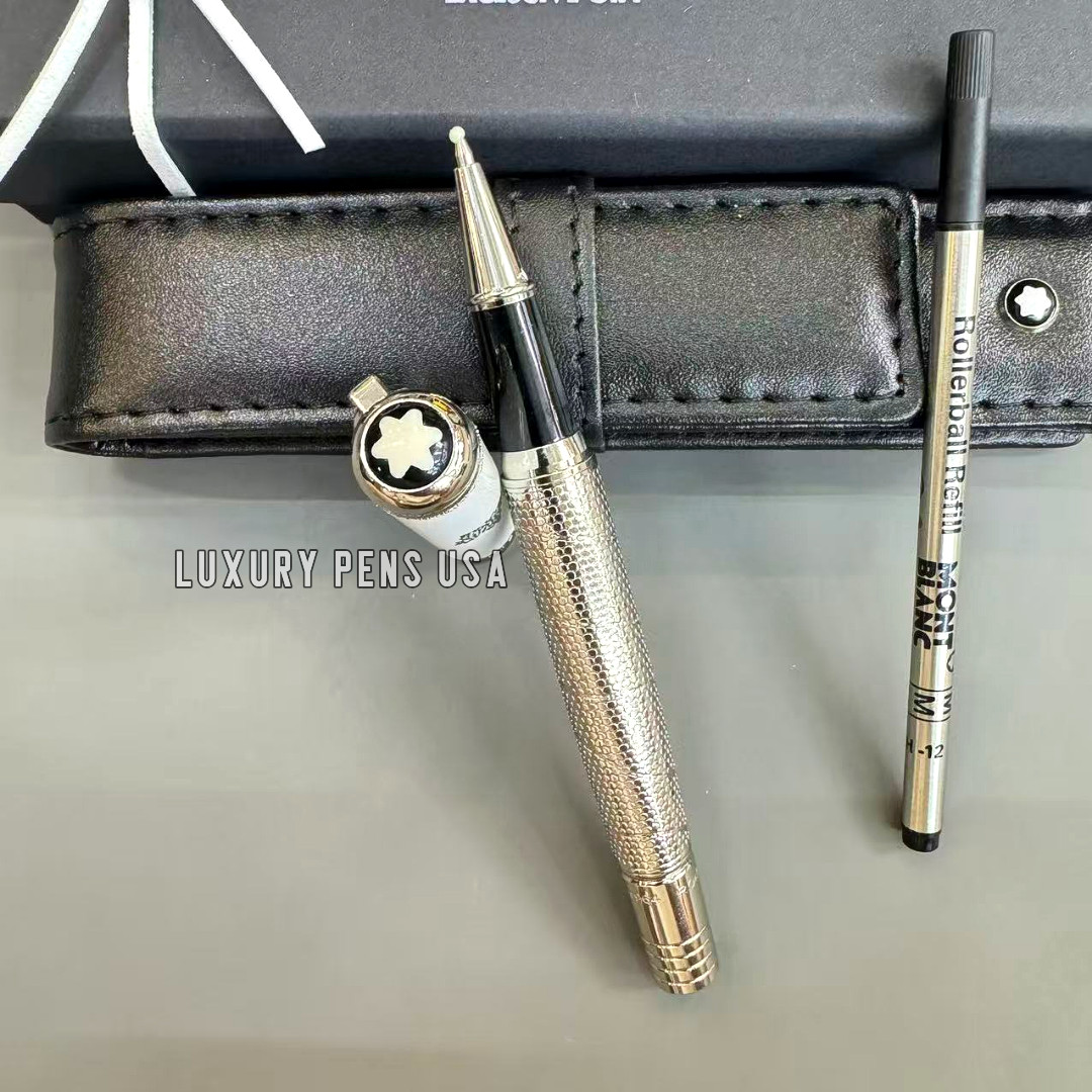 MONTBLANC Silver Tone Honeycomb Pattern Rollerball Pen w/ Box