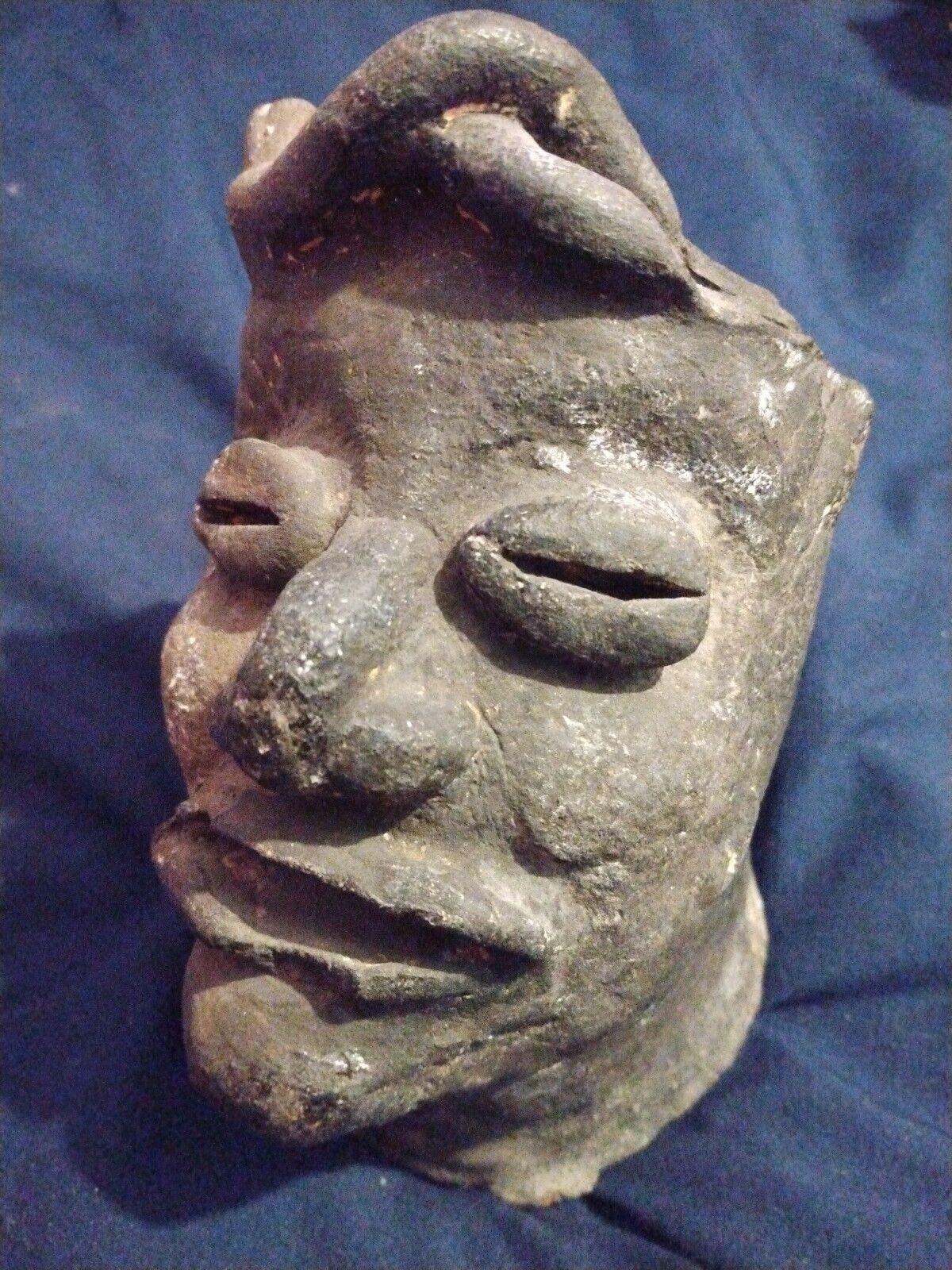 Pre-Columbian pottery figure Head Professor's Estate Mayan Original STRIKING 