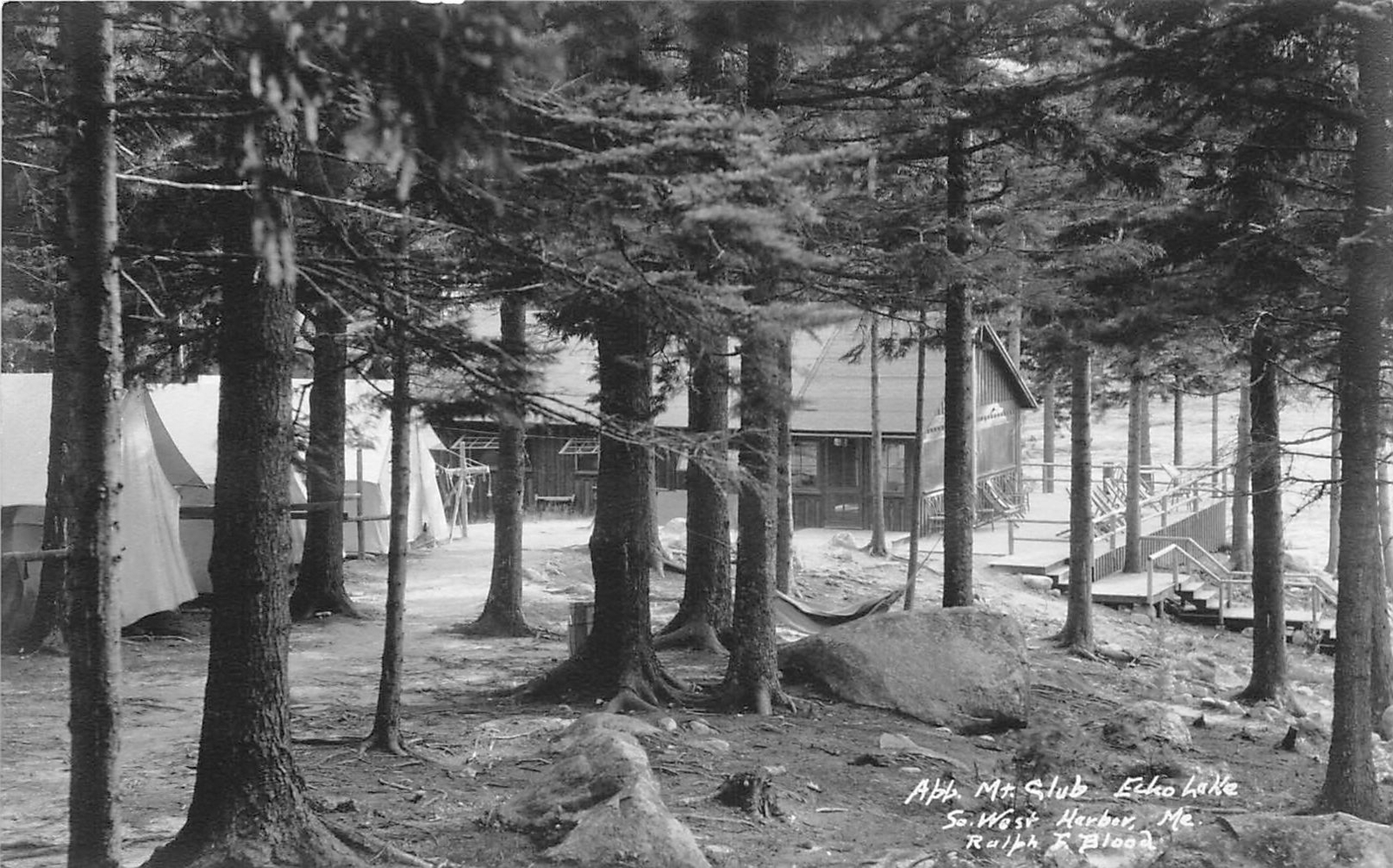 J17/ Echo Lake Southwest Harbor Maine RPPC Postcard c1920s Mtn Club 215