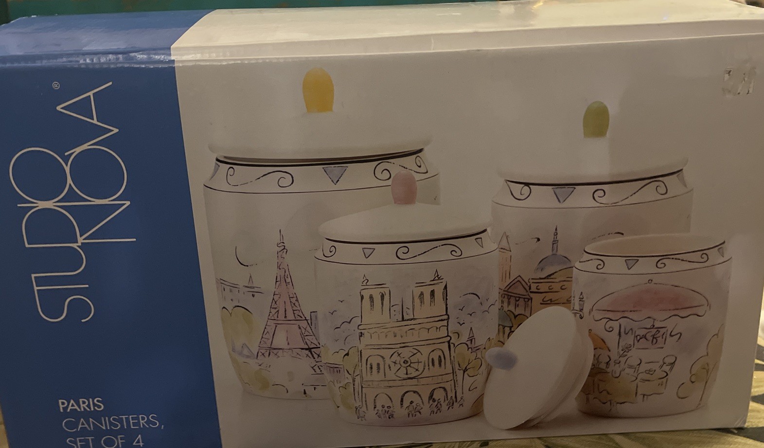 Vintage Studio Nova PARIS Canister Set of 4 New In Box Discontinued Y2K Kitchen