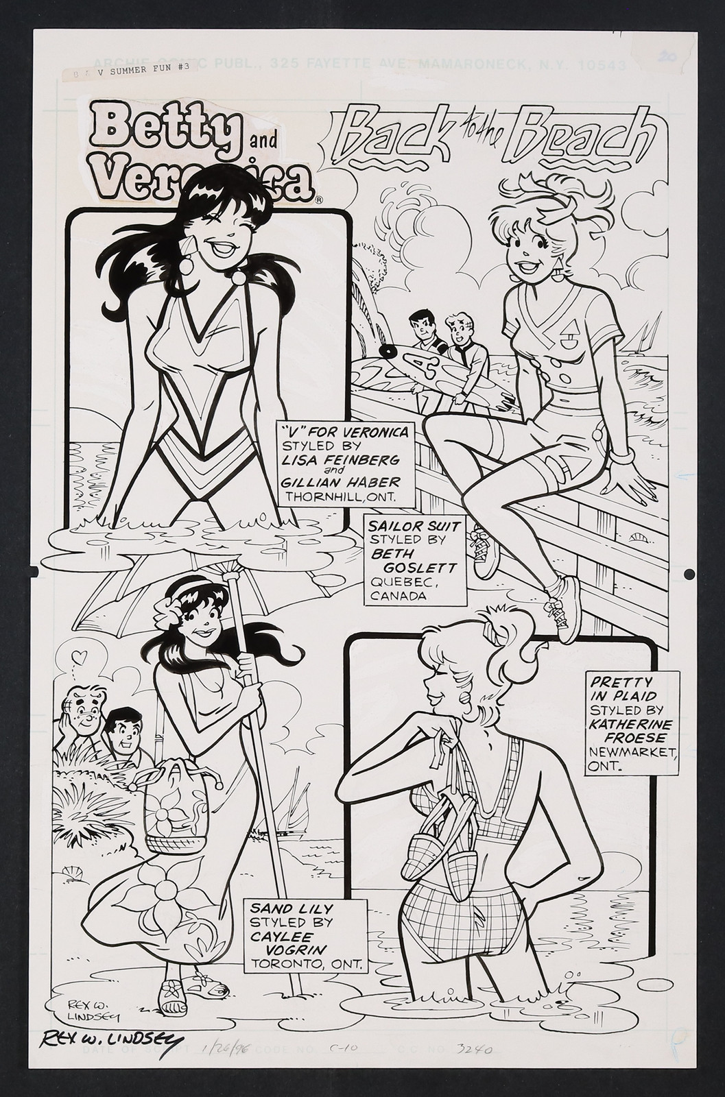Original Art Betty & Veronica Summer Fun #3 (1996) Pg 22 by Rex W. Lindsey