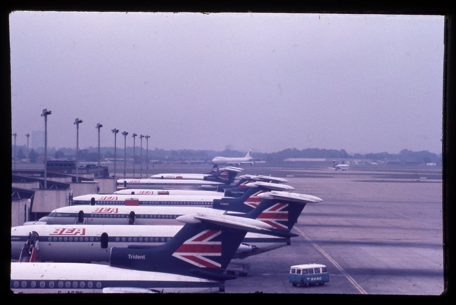 SL44 Slide 1970\'s BEA Trident Jet Aircraft Airport Tarmac 693a SL44 Slide 1970\'s BEA Trident Jet Aircraft Airport Tarmac 693a