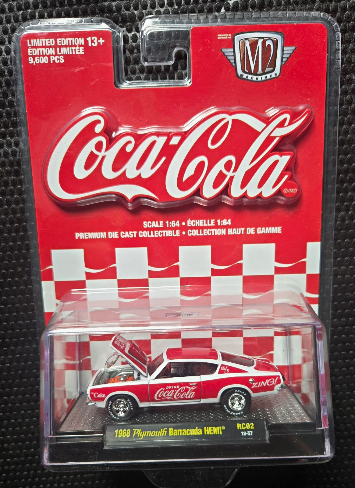 Coca-Cola 1968 Plymouth Barracuda HEMI 1:64 Diecast Car Red/White