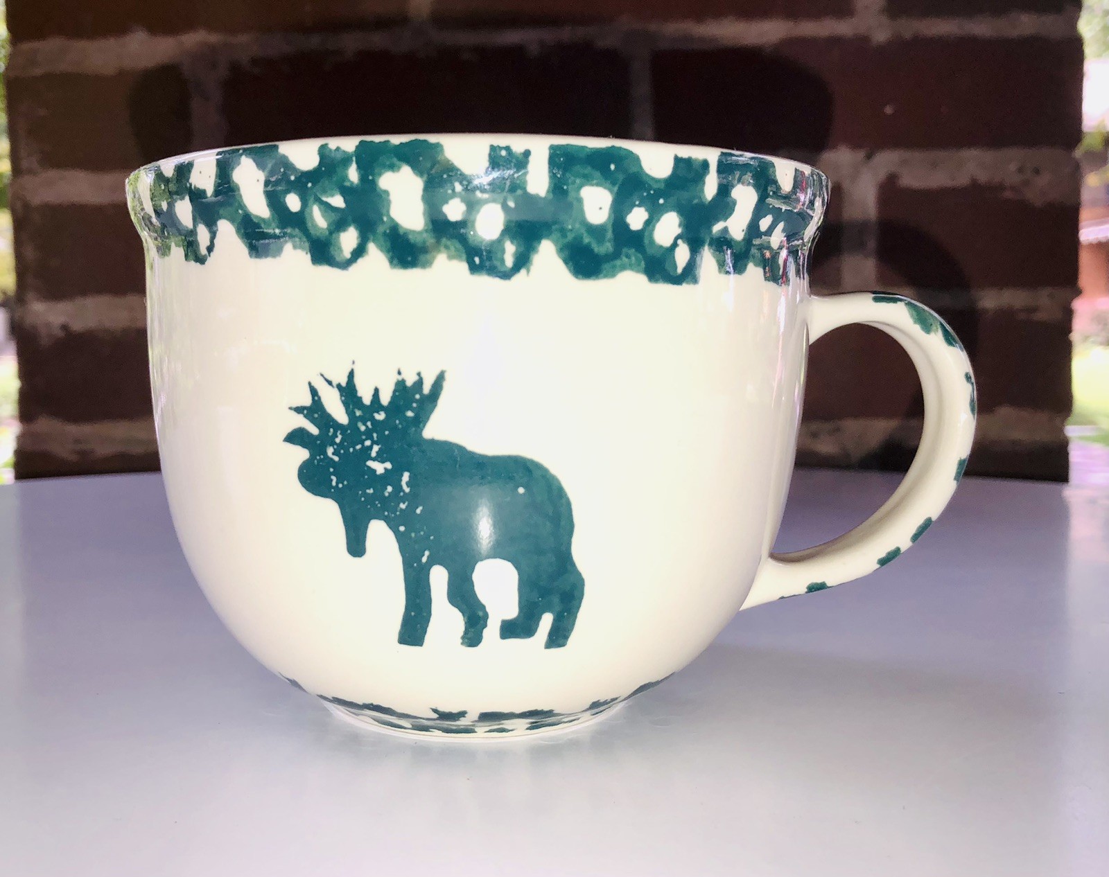 Tienshan Moose Country Latte Mug Folk Craft Green Large