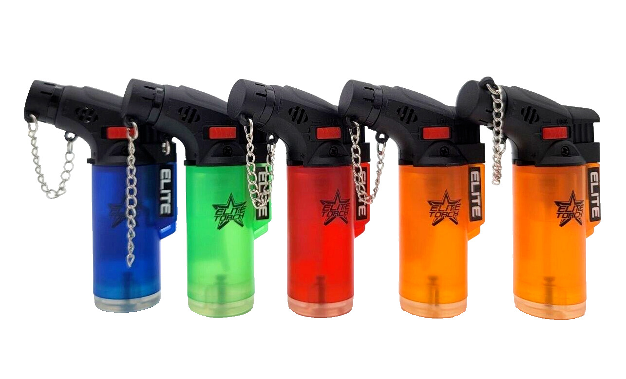 Elite Brands USA Mini Torch Butane Gas Refillable Lighters Bulk Pack of 5